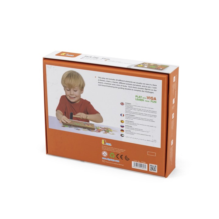 Drewniana Przybijanka Farma Viga Toys Tablica Korkowa