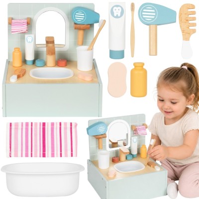 Drewniana Toaleta Łazienka z Akcesoriami Tooky Toy - Nauka Higieny