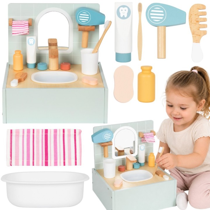 Wooden Bathroom Toilet with Accessories Tooky Toy - Hygiene Learning