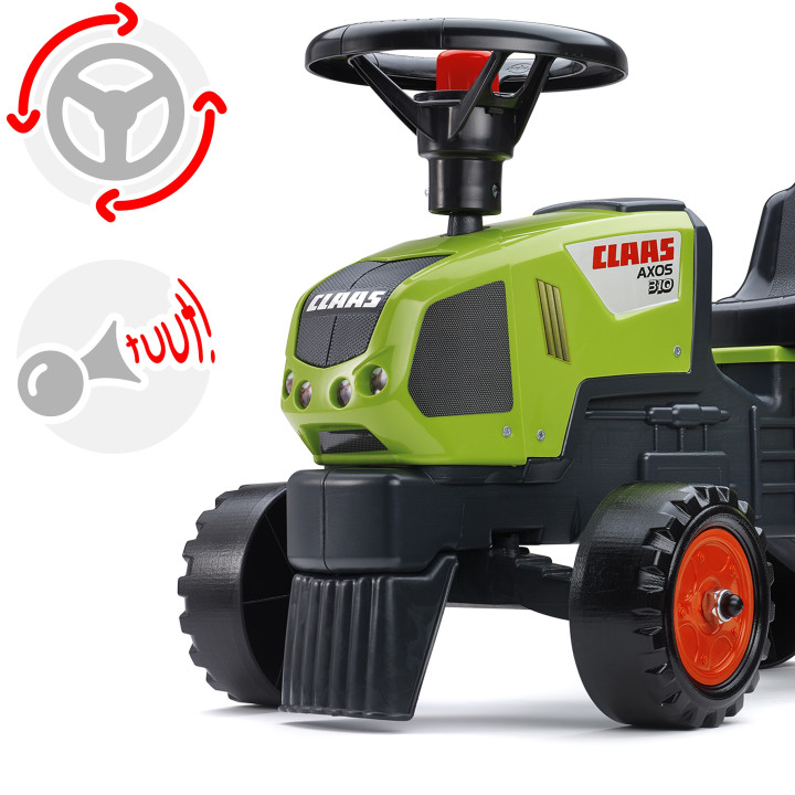 FALK Baby Claas Axos 310 Green Tractor with Trailer from 1 year
