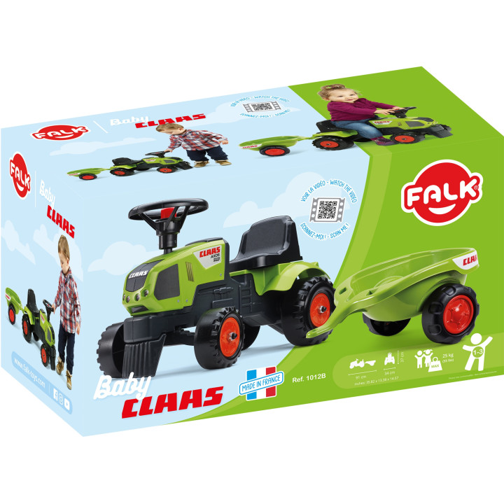 FALK Baby Claas Axos 310 Green Tractor with Trailer from 1 year