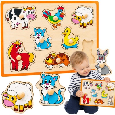 Drewniane Puzzle Zwierzęta z Farmy VIGA - Układanka dla Dzieci