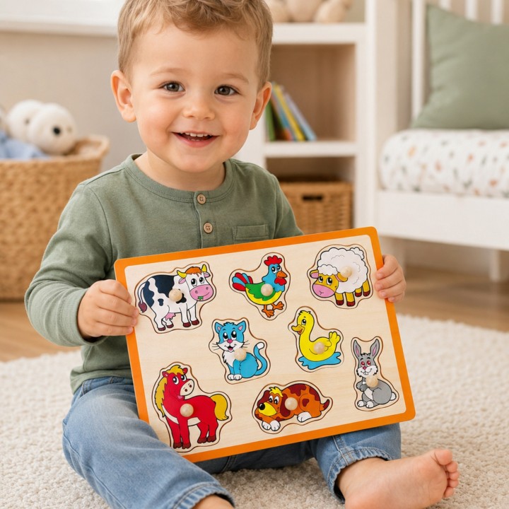 Wooden Puzzle Animals from the VIGA Farm - Puzzle for Children