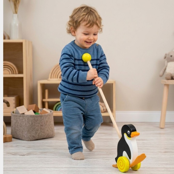 Wooden Penguin Pusher Viga Toys – Play and Child Development