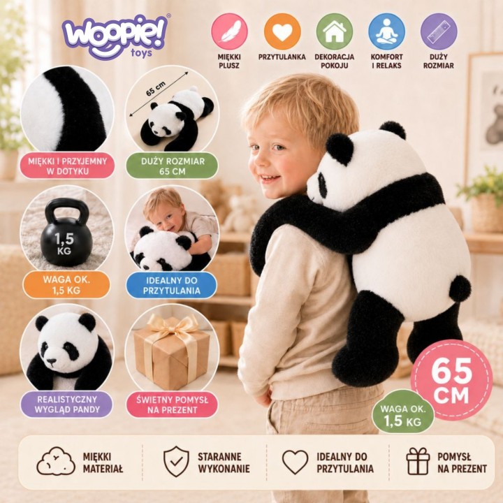 Woopie Weighted Plush Panda 65cm - Anti-stress Hit!