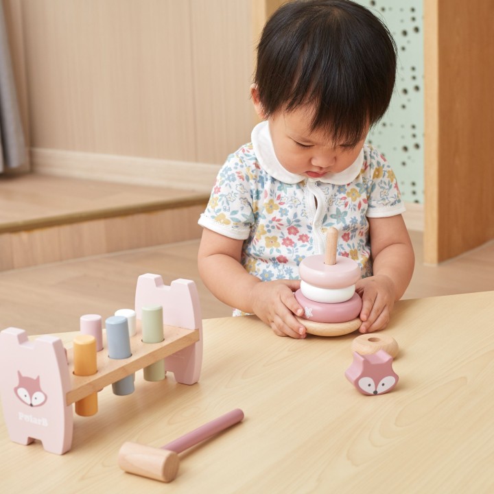 VIGA PolarB Wooden Pyramid and Punch-Out Montessori Fox