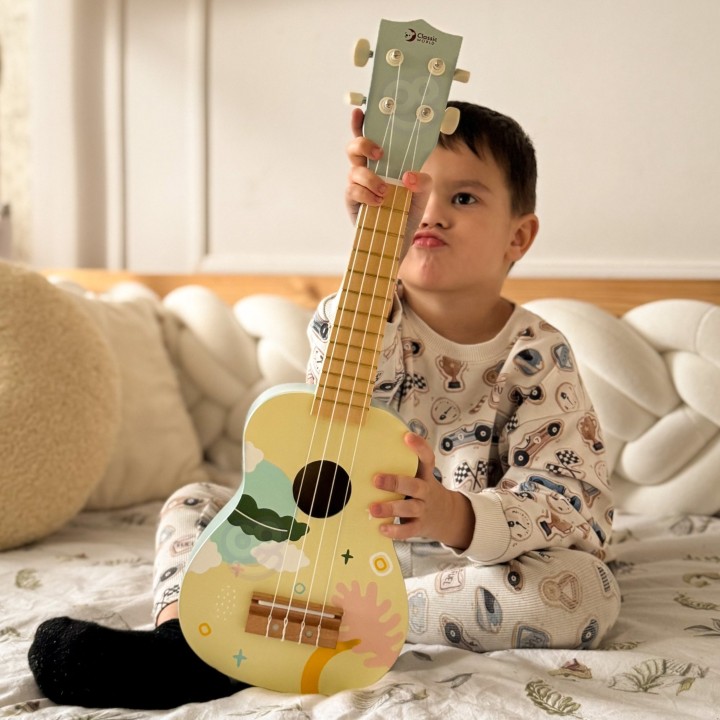 CLASSIC WORLD Wooden Ukulele Guitar for Kids Pink