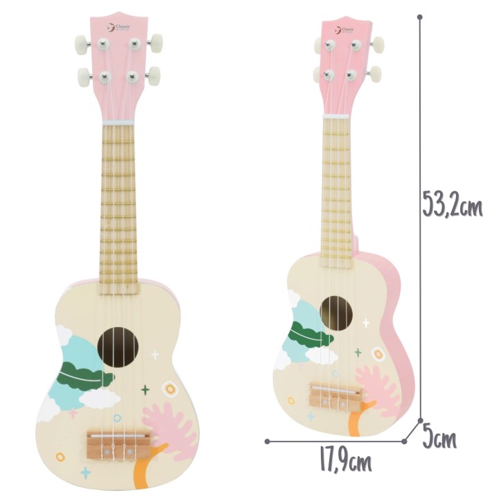 CLASSIC WORLD Wooden Ukulele Guitar for Kids Pink