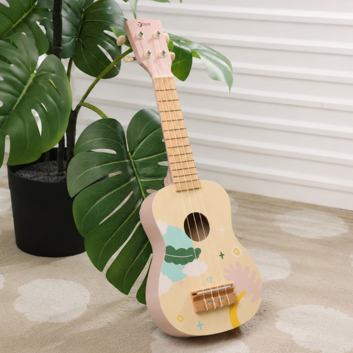 CLASSIC WORLD Wooden Ukulele Guitar for Kids Pink