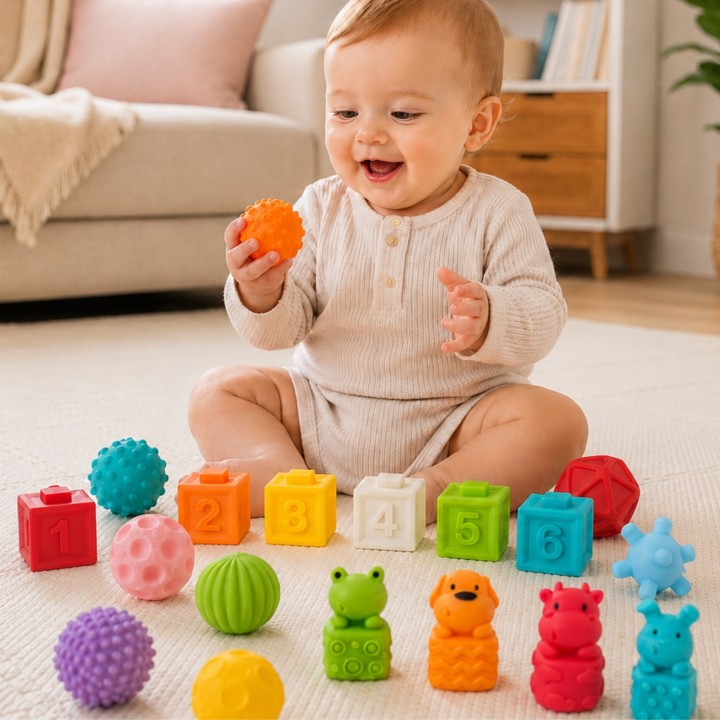 WOOPIE BABY Puzzle Sensoryczne Squeeze 20 el. - Liczenie i Dźwięk