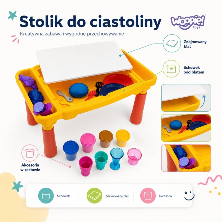 Stolik z Ciastoliną KEYLUCKER - Kreatywny Zestaw 40 el