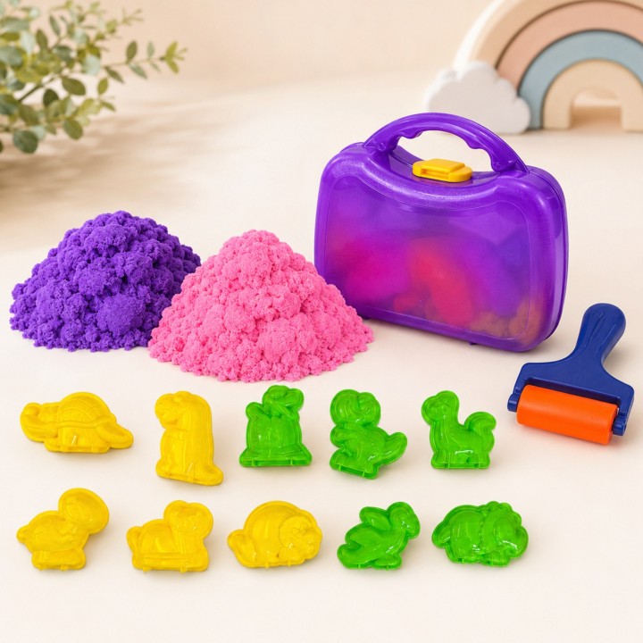 WOOPIE Kinetic Sand Set Dinosaurs Suitcase 19 pcs
