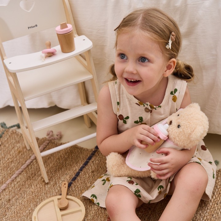 VIGA PolarB White Wooden Feeding Chair for Dolls