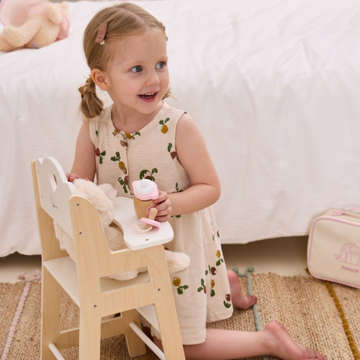 VIGA PolarB White Wooden Feeding Chair for Dolls