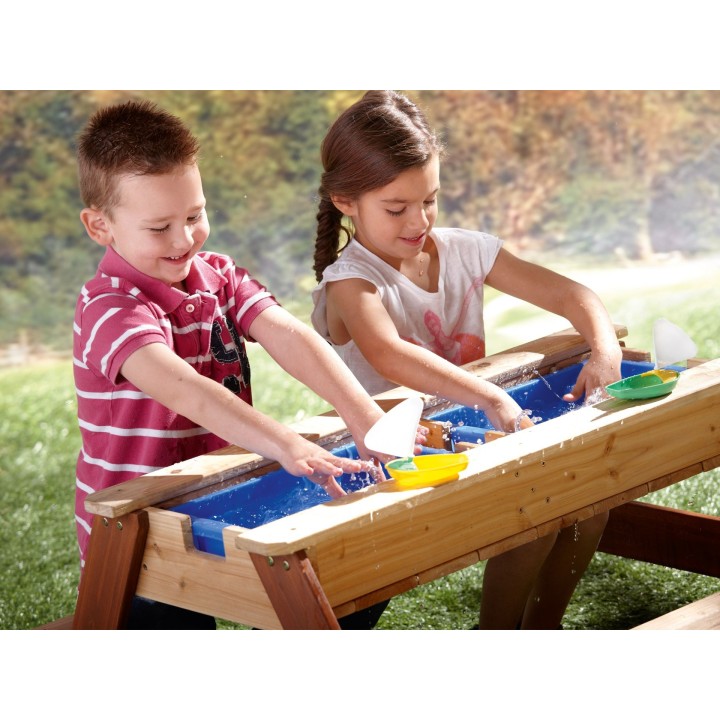 AXI Nick Picnic Table with Bench, Umbrella and Containers