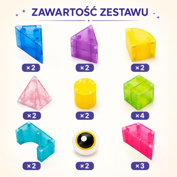 WOOPIE Klocki Magnetyczne M Block 21 el. – Kreatywna Zabawa