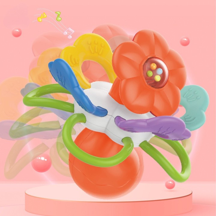 WOOPIE BABY Rattle Flower Sensory Teether Molars Rattle 0m+