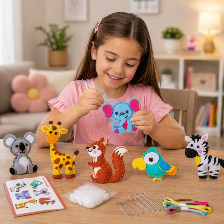 DIY Sewing Kit for Kids - Felt Animals and Keychains