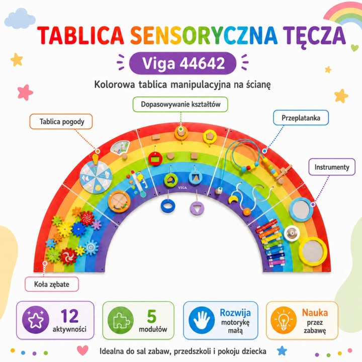 VIGA Wooden Educational Board Rainbow with FSC Certificate