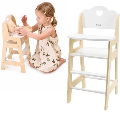 VIGA PolarB Krzesełko do Karmienia dla Lalek Białe Drewniane
