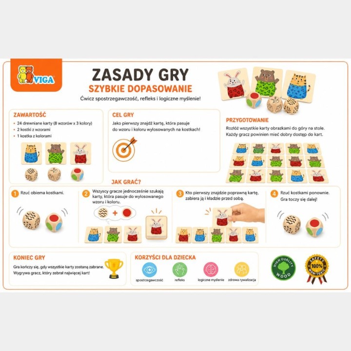 Wooden puzzle educational animal observation game - Viga