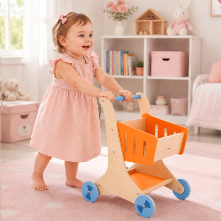 VIGA Wooden Shopping Cart – Toy for Children