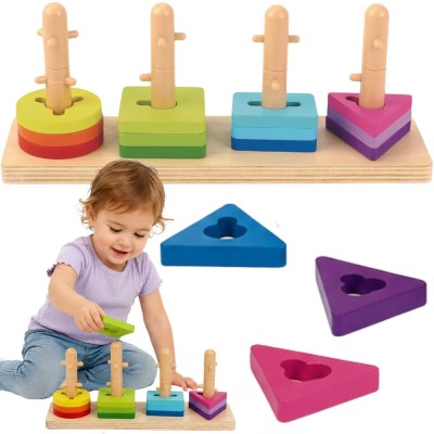Montessori Wooden Shape Sorter Tooky Toy - Development and Learning Through Play