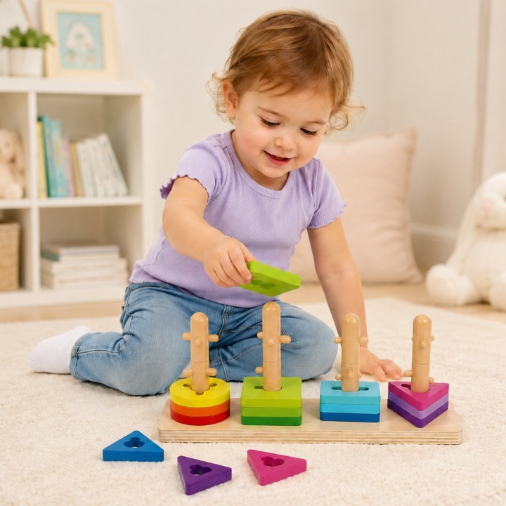 Montessori Wooden Shape Sorter Tooky Toy - Development and Learning Through Play