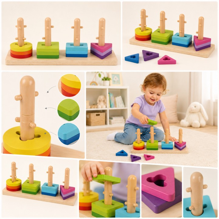 Montessori Wooden Shape Sorter Tooky Toy - Development and Learning Through Play