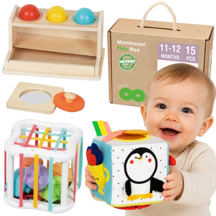 Pudełko Edukacyjne Montessori 11–12m dla Maluszka – WOOPIE GREEN