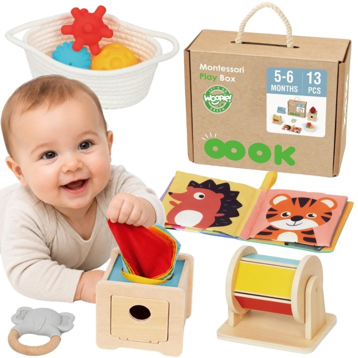 Montessori 6-in-1 Sensory Box 5-6 Months WOOPIE GREEN – XXL Box
