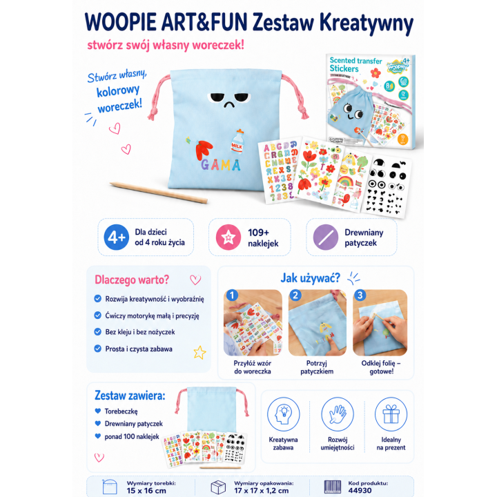 WOOPIE ART&FUN DIY Kit - Decorating a Child's Bag