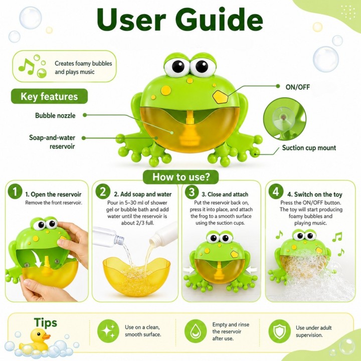 WOOPIE BABY Frog with Melody and Foam Bath Toy