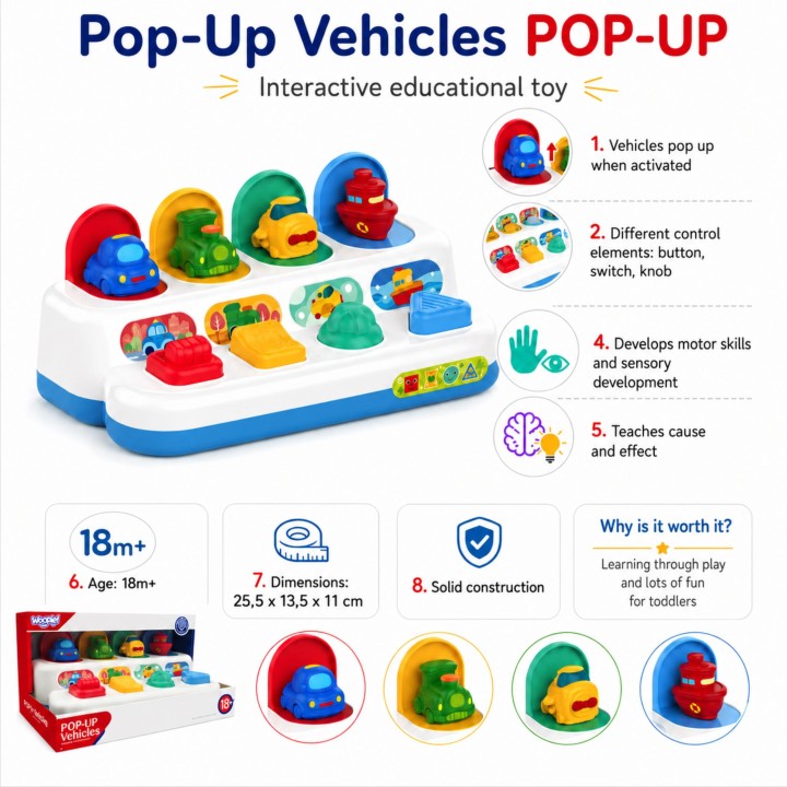 WOOPIE BABY POP-UP Vehicles - Educational Toy