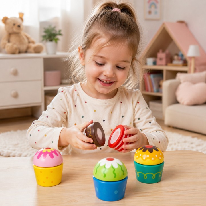 Viga Wooden Cookies Cupcakes 4 pcs - Set for Children
