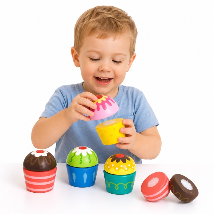 Viga Wooden Cookies Cupcakes 4 pcs - Set for Children