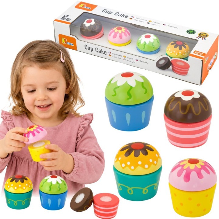 Viga Wooden Cookies Cupcakes 4 pcs - Set for Children