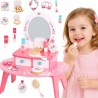 TOOKY TOY Pink Wooden Makeup Dressing Table with Mirror