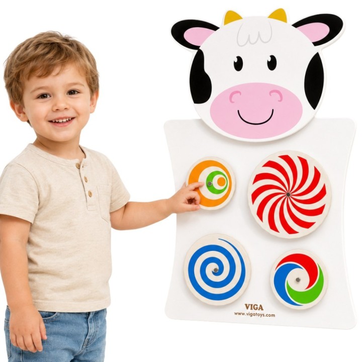 Drewniana Tablica Manipulacyjna Krówka Montessori FSC 60 cm