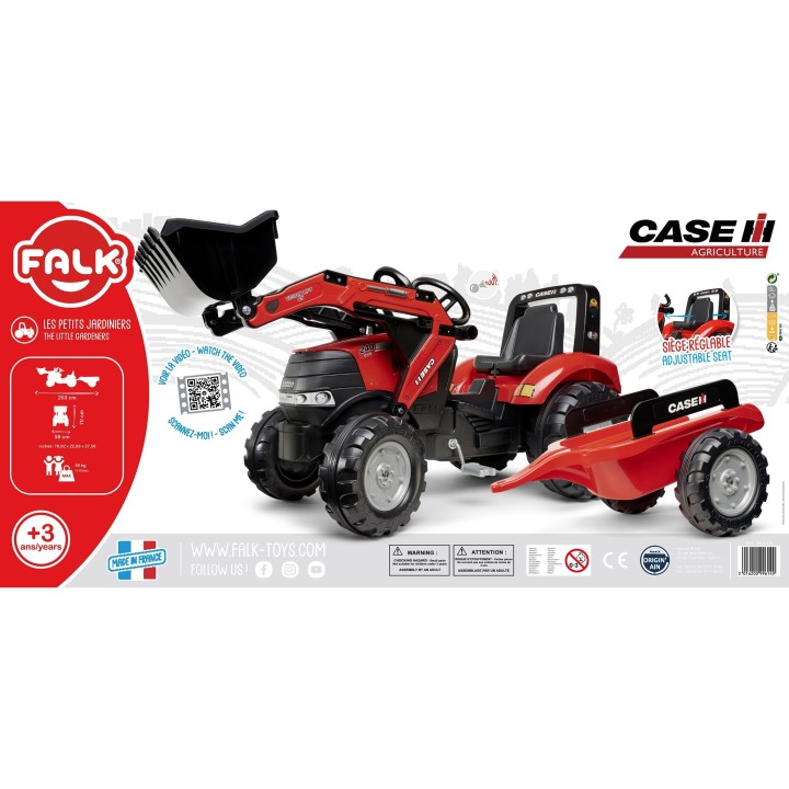 FALK Traktor Case na Pedały z Łyżką i Przyczepką Czerwony 3+