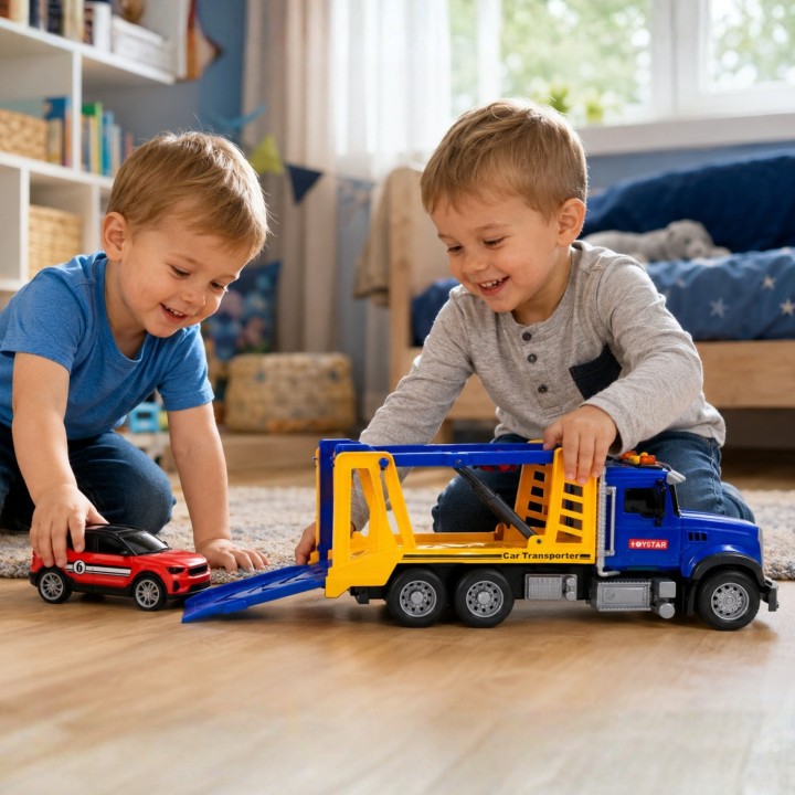 Laweta Ciężarówka Transporter 1:14 WOOPIE – Autko Światło Dźwięk