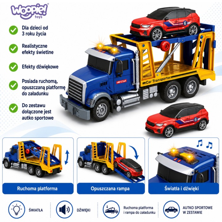 Tow Truck Transporter 1:14 WOOPIE – Car Light Sound