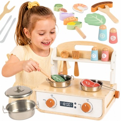 Wooden Kitchen with Grill Tooky Toy - an educational toy for children.