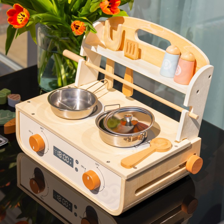 Wooden Kitchen with Grill Tooky Toy - an educational toy for children.