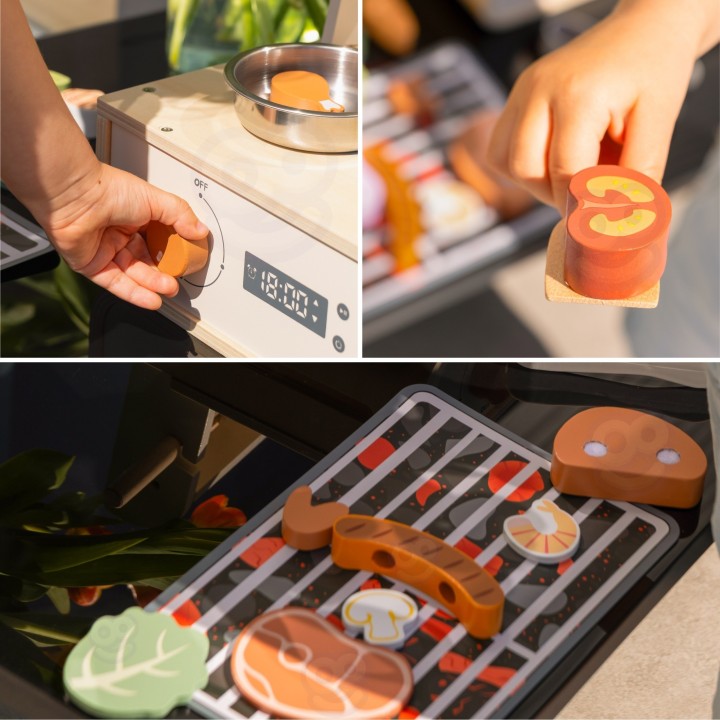 Wooden Kitchen with Grill Tooky Toy - an educational toy for children.
