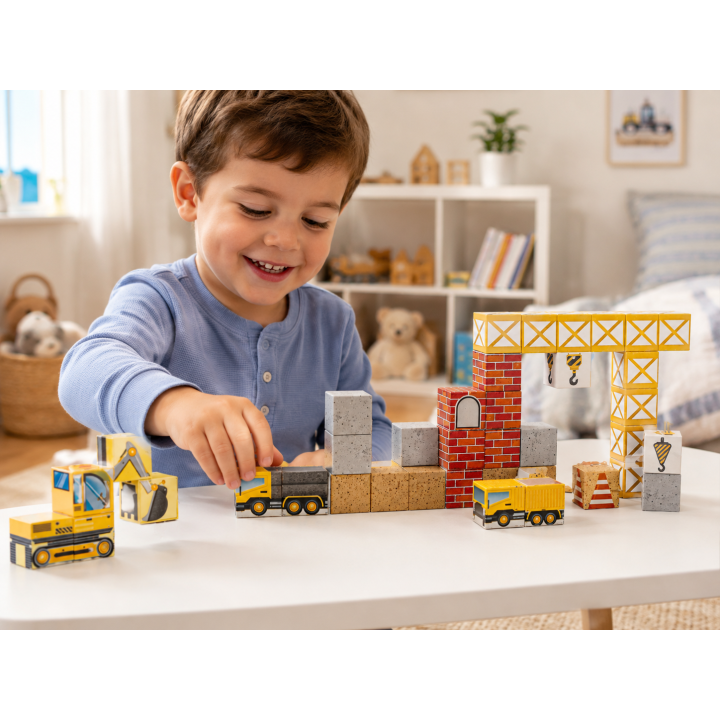 WOOPIE Magnetic construction cubes Construction Site 72 pcs.