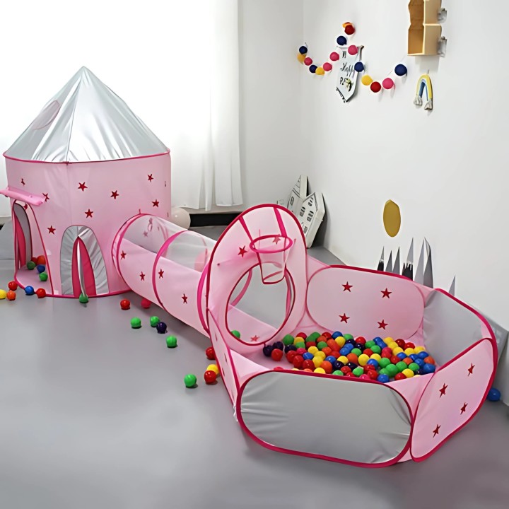WOOPIE 3-in-1 Princess Palace XXL Tent with Tunnels and Pool