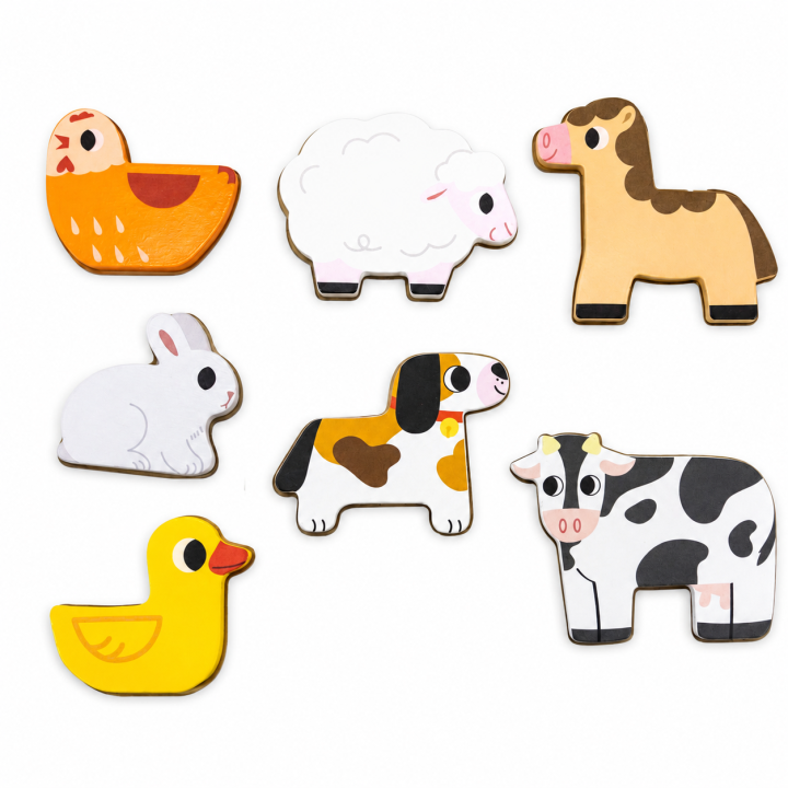 VIGA Drewniane Puzzle 2w1 Farma - Układanka Montessori dla Dzieci