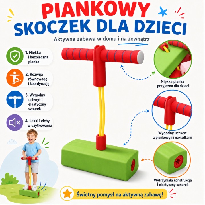 Piankowy Skoczek Pogo do Skakania WOOPIE - Zabawka Ruchowa