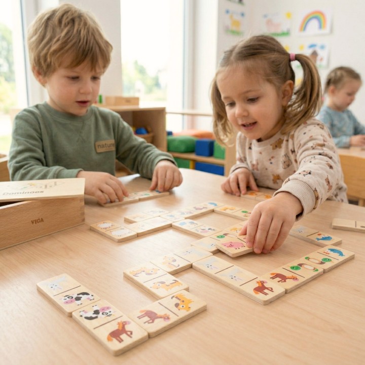 VIGA Wooden Domino 2 in 1 Animals and Numbers - educational fun